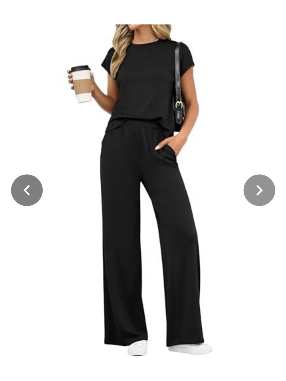 Relaxed Black Wide-Leg Track Pants & Tee Set